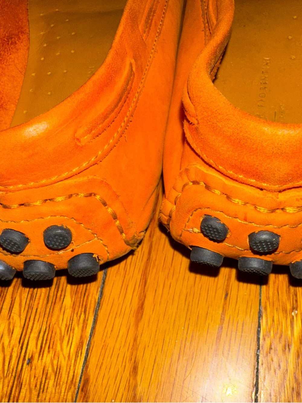 Mercanti Fiorentini Orange Suede Driving Loafers – Size 8.5B Flat Shoe - Picture 4 of 11